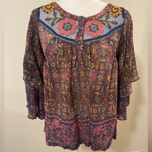 Anthropologie Postmark Ciutadella Embroidered Floral Top - Picture 4 of 15
